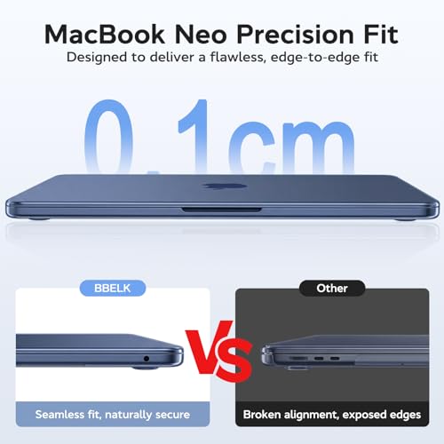 B BELK for MacBook Neo Case 13 inch 2026 | (A18 Pro, Model A3404) | 1:1 Precision Fit | Official Indigo Clear | Matte Hard Shell Case | Scratch & Fingerprint Resistant for New MacBook Neo 13 inch Case - color: Indigo Clear