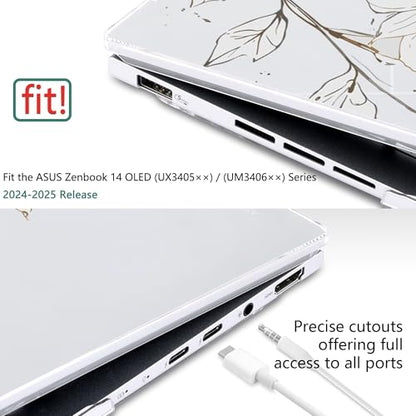 Batianda Artistic Case for ASUS Zenbook 14 OLED 2024 2025,Golden Wildflower | Model UX3405×× / UM3406××, Slim Plastic Hard Shell, Artistic Designs, Ultra-Thin Lightweight Laptop Case - color: Golden Wildflower