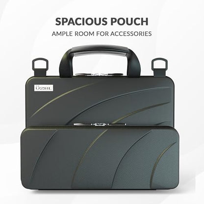 11-11.6 Inch Always-on Chromebook Protective Hard Shell Case Cover with Pouch and Shoulder Strap, Fits MacBook Neo 13 inch - color: Black PU