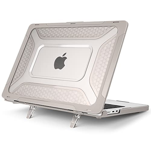 Batianda Extreme Heavy Duty Case for MacBook Air 13.6" 2026-2022, Khaki | Fits M5/M4/M3/M2 Chip Model, Anti-Slip Rubberized Stand Holds 25lbs, Honeycomb Rugged Matte Shell, Max Cooling & Stability - color: S-Rock Stone