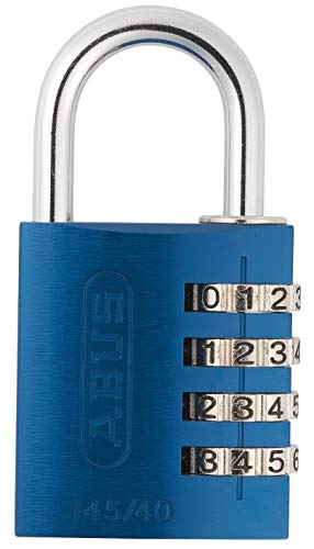 ABUS 145/40 Non-TSA Combination Padlock for Hard Cases, Luggage, Resettable, Blue - color: Blue, size: 40 mm