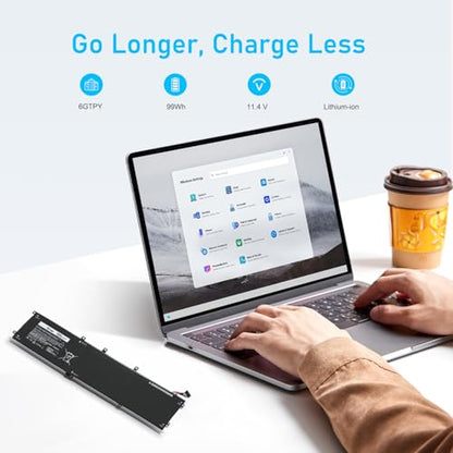 Upgraded 6GTPY Battery for Dell XPS 15 9570 7590 9560 | Fit for Precision 5520 5530 5540 5510 Vostro 7500 5041C 5XJ28, and More - size: 13*2.8*0.5inch 6GTPY
