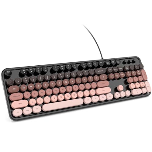 KNOWSQT Wired Computer Keyboard - BlackBerry-Gradient Retro Full Size Round Keycaps Plug and Play Typewriter Cute Keyboards for Windows, Laptop, PC, Desktop, Computer - color: F_SK623-BlackBerry-Gradient