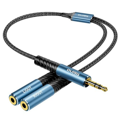 Tisino Headphone Splitter 3.5mm (1m/3.3FT), Aux Splitter 2 Female to 1 Male, 3.5mm TRS Audio Adapter Cable Compatible with PS4/5, Xbox, Nintendo Switch, PC Gaming Headsets, Phone, Tablet, Laptop - size: 3.3 ft