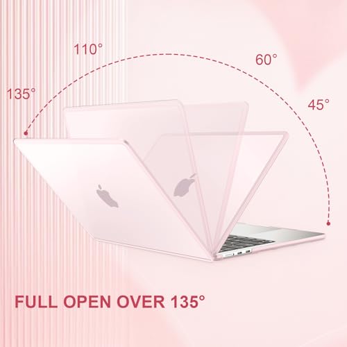 AKIT Compatible with MacBook Air 13 Inch Case M5 2026 2025-2022 M4 M3 M2 A3449 A3240 A3449 A3113 A2681, [Anti-Cracking] Hard Shell Case&Keyboard Cover&Screen Protector for MacBook Air 13.6 Inch, Pink - color: Pink