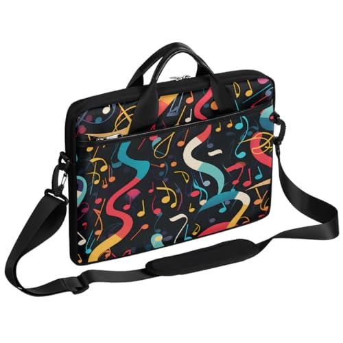 Laptop Shoulder Bag for Women Men, Waterproof Computer Case Messenger Bag Briefcase for Business Office Travel - color: Music Note