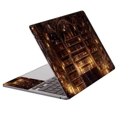 Universal Laptop Protective Skin,Trim-to-Fit Vinyl Sticker for 13–16 Inch Laptop,MacBook,Tablet & Notebook,Scratch-Proof Waterproof Cover,Mystic Library - color: Mystic Library