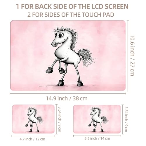 Universal Laptop Skin Sticker for 12/13/14/15.6 Inch Laptops, Reusable Vinyl Laptop Decal Cover, Waterproof Scratch Resistant Notebook Skin with 2 Wrist Pads,Cartoon Horse - color: Cartoon Horse