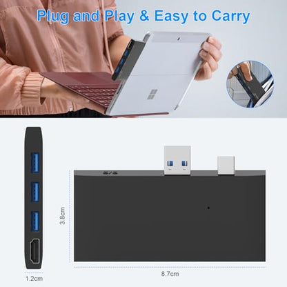 Surface Pro 6/Pro 5/Pro 4 Docking Station USB Hub with HDMI - Surface Pro 4/5/6 Accessories dongle SD Micro Card Memory Card Readers Dock, Surface Pro 4K HDMI Adapter with 1 x USB3.0 + 2 x USB2.0 Port - style: For Surface Pro 4/5/6