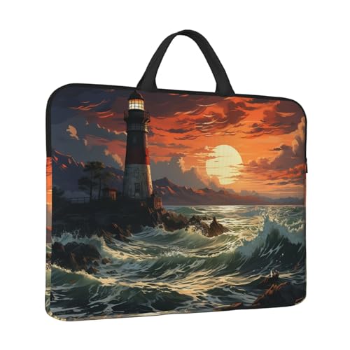 14 inch Laptop Sleeve with Handle Shockproof Laptop Bag Waterproof Computer Cover Bag Lighthouse Briefcase