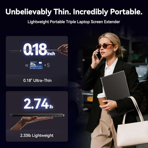 15.3" Laptop Screen Extender Portable, One Cable Connection Double Laptop Monitor FHD 1080P IPS, Ultra Thin Dual Monitor for 13-17" Laptops, Plug&Play Compatiable with Win/Mac/Chrome/Android/Switch - size: 15.3" Screen Extenders