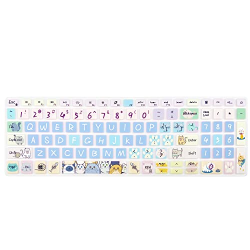 Keyboard Cover for Lenovo IdeaPad 320 330 330s 340s 520 720s 130 S145 L340 S340 15.6" 17.3"/ IdeaPad 3/Yoga C740 C940 15.6"/ ThinkBook 15/Lenovo-A12'' (Cute Cat) - color: Cute Cat