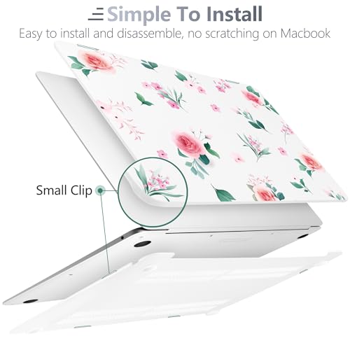 Batianda LumiArt Case for MacBook Air 13 inch 2018-2020, Peach Rose | Fits Model A2337 M1/A2179/A1932, with Elegant Botanical Design, Slim Hard Shell For Designers, Women and Girls Floral Lovers - color: Peach rose