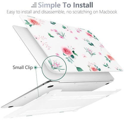 Batianda LumiArt Case for MacBook Air 13 inch 2018-2020, Peach Rose | Fits Model A2337 M1/A2179/A1932, with Elegant Botanical Design, Slim Hard Shell For Designers, Women and Girls Floral Lovers - color: Peach rose