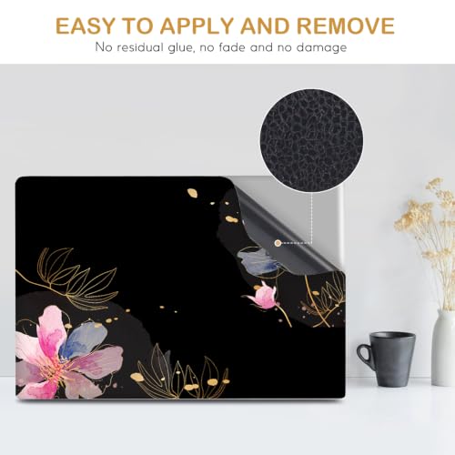 DINKY Laptop Skin Sticker Decal 15.6" 15.4" 12" 13" 13.3" 14" 15 inch Laptop Universal Vinyl Skin Stickers Cover Art Decal Notebook PC Personalized Protector, Black Painted Flower - color: Black Painted Flower