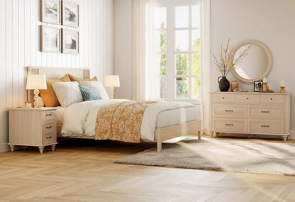 WAMPAT Beige End Table with Charging Station, Narrow Side Table with 1 Drawer &1 Storage Cabinet, Mid Century Modern Nightstand with Power Outlets & USB Ports for Living Room, Bedroom - color: Beige