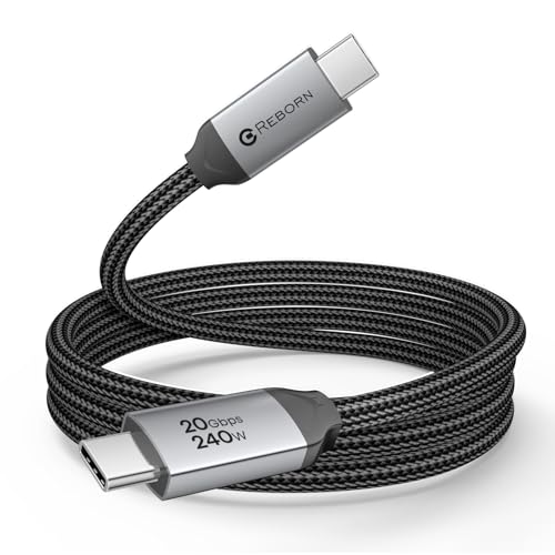 Reborn USB C Monitor Display Cable 6FT, 8K/4K@144Hz/60Hz Video, 20Gbps Data Transfer, 240W PD Charging, USB C 3.2 Gen 2x2 Type C Compatible with MacBook, iPhone 17, XPS, Portable Monitor, CarPlay - size: 6ft
