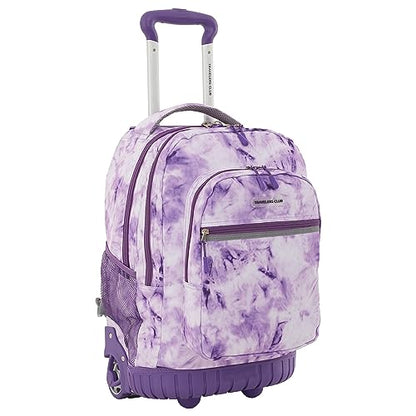 Travelers Club 20" Rolling Backpack with Laptop Compartment, Tie Dye - color: Purple Tie, size: 20 Inch