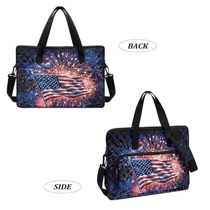 Laptop Sleeve, Laptop Cover with Adjustable Strap Computer Bag Tablet Notebook Sleeves Handbag Messenger Briefcase - color: American Flag Print