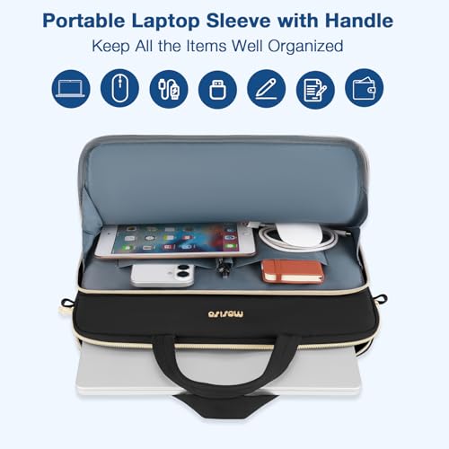 MOSISO 15.6 inch Laptop Shoulder Bag for Women, 15-16 inch Computer Bags | Compatible with MacBook Pro 16 inch / Air 15 inch,HP Dell Lenovo ASUS, Wheat Ear Quilted Laptop Bag with Handle&Pocket, Black - color: Black, size: 15.6 inch