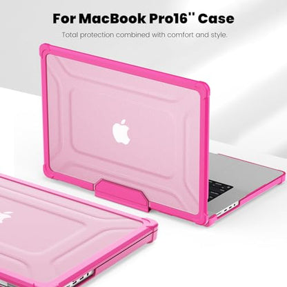 Batianda Heavy Duty Case for New MacBook Pro 16 inch 2026 M5 2024 M4 M3 M2 M1 Pro Max Chip - Starry Dot-Matrix Cover with PU Leather Spine & Foldable Stand - Full Protection Anti-Collision, Pink - color: Pink