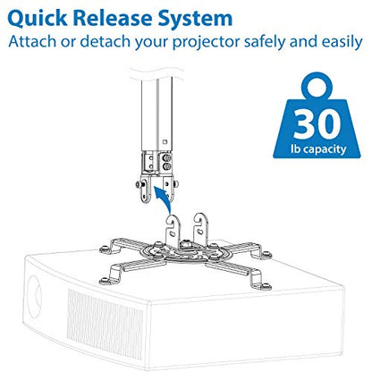 Mount-It! Ceiling Projector Mount | Full Motion and Height Adjustable from 14.5-21.5 Inches | Universal Bracket Fits Epson, Optoma, Benq, and Viewsonic Projectors | 30 Lbs Capacity (Medium) - style: Medium