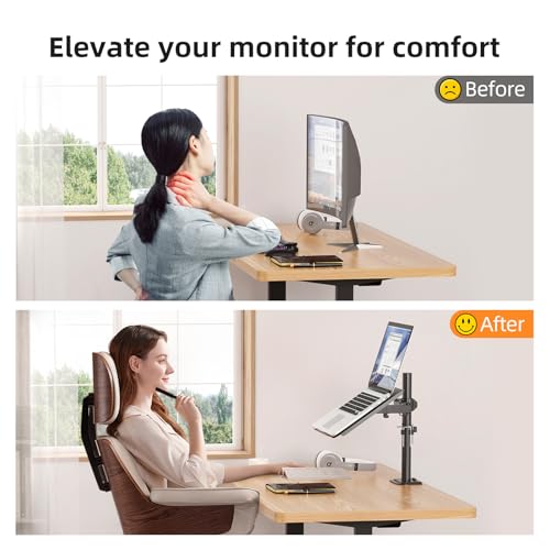 suptek Laptop Notebook Desk Mount Stand, Adjustable Single Monitor Laptop Arm Mount with Ventilated Tray,up to 17 inch,Holds up to 22 lbs - style: Laptop