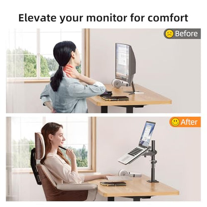 suptek Laptop Notebook Desk Mount Stand, Adjustable Single Monitor Laptop Arm Mount with Ventilated Tray,up to 17 inch,Holds up to 22 lbs - style: Laptop