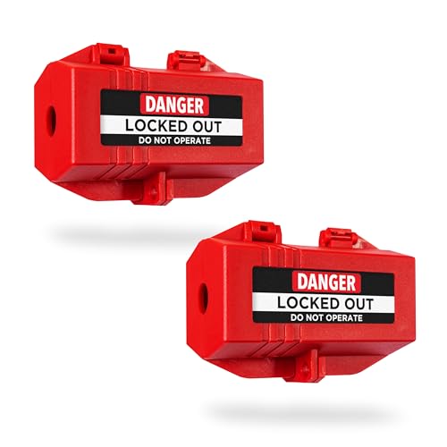 TRADESAFE Lockout Tagout Plug Lock - 110-125V, 4-3/8 x 2-1/8 inches, 2 Pack | Fits plugs up to 2-1/8 inch diameter, non-conductive polypropylene, supports up to 2 LOTO locks - size: Medium, style: 2 Pack