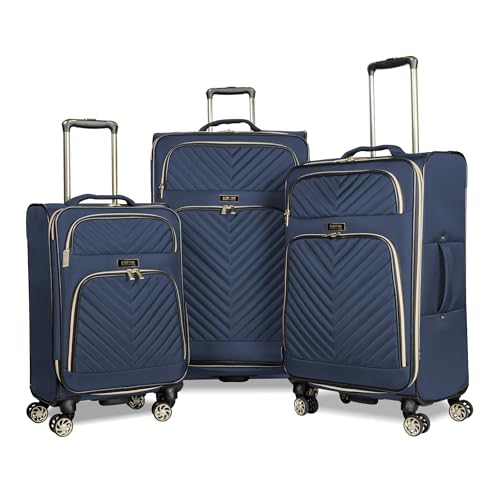 Kenneth Cole REACTION Chelsea Chevron Quilted Luggage, Navy, 3-Piece Set (20"/24"/28") - color: Navy, size: 3-Piece Set (20"/24"/28")