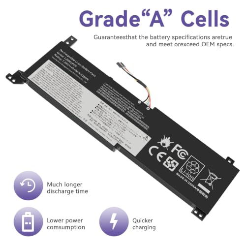 L20C2PF0 L20M2PF0 Laptop Battery Replacement for Lenovo IdeaPad 3-14ADA6 3-14ALC6 3-14ITL6 3-14ABA7 3-15ADA6 3-15ITL6 3-15ALC6 3-17ALC6 3-17ITL6 V14 V15 V17 G2-ALC G3-ABA Series L20L2PF0 38Wh - size: L20M2PF0 12.60 × 6.50 × 0.94 in