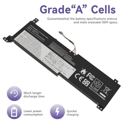 L20C2PF0 L20M2PF0 Laptop Battery Replacement for Lenovo IdeaPad 3-14ADA6 3-14ALC6 3-14ITL6 3-14ABA7 3-15ADA6 3-15ITL6 3-15ALC6 3-17ALC6 3-17ITL6 V14 V15 V17 G2-ALC G3-ABA Series L20L2PF0 38Wh - size: L20M2PF0 12.60 × 6.50 × 0.94 in