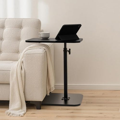 ZEAPTAC Portable TV Tray Table, End Table Adjustable Height 360° Swivel, Side Table for Couch, Sofa, Bed, Chair, Living Room - Black - color: Black