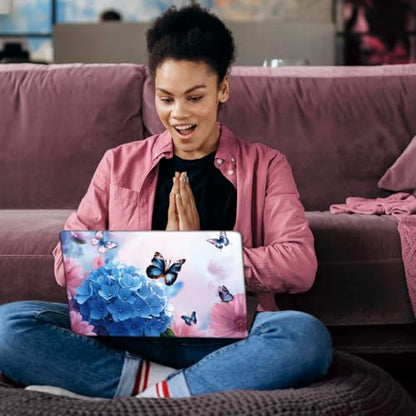 SUPERDANT Laptop Skin Sticker Laptop Decals Butterfly Flower Personalized Universal Notebook Computer Wrap Vinyl Skin Stickers Cover Art Decal Removable 12-15.6 Inch Scratch-Resistant Gifts - style: Blue Flower and Butterfly