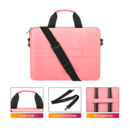 15.6-16 Inch Laptop Sleeve Case Shoulder Bag with Handle, Pink | Compatible with for 15.6 Inch Laptop Computer, 16 Inch MacBook Pro/Max M1 M2 M3 M4 M5, Laptop Carrying Bag Briefcase - color: Pink, size: 15.6/16 Inch