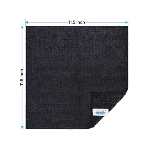 HOMEXCEL Black Microfiber Cleaning Cloth, 12 Pack Premium Microfiber Towels for Cars, Lint Free, Scratch-Free, Highly Absorbent, Reusable Cleaning Rags for Car, Household, Kitchen, Window, 11.5"X11.5" - color: Black