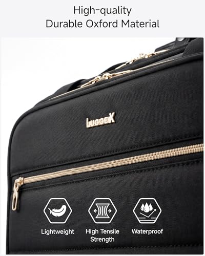 LUGGEX Rolling Laptop Bag with Wheels, 17.3" Soft Sided Laptop Rolling Briefcase with 4 Spinner Wheels - Lightweight Carry On for Business Travel Overnight (UX-Core, Black, 18 Inch)