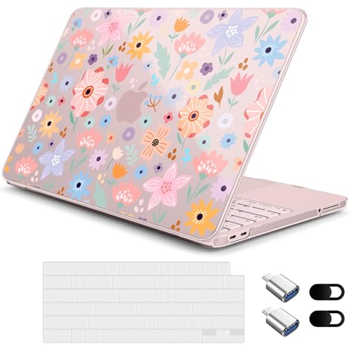 for MacBook Neo 13 Inch Case A18 Pro Chip 2026 Release, Floral Aesthetic Ultra-Slim Hard Shell with Keyboard Cover, 6-in-1 Laptop Accessories Bundle for Women Girls, Colorful Flowers - color: Colorful flowers