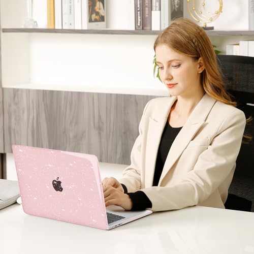 MOSISO Compatible with MacBook Air 13 inch Case M5 M4 M3 M2 2026-2022 | 4 in 1 Kit Bling Sparkly Hard Shell for MacBook Air 13.6 inch Case, Glitter Cover, A3449 A3240 A3113 A2681, Baby Pink - color: Baby Pink