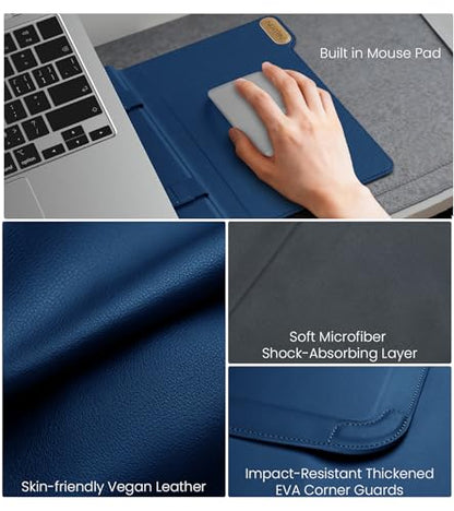 Nillkin 16 inch Laptop Sleeve with Stand (4-in-1), 2 Stand Modes, Mouse Pad | Magnetic Handle | MacBook Sleeve | Slim Laptop Case 16 inch for Samsung/Surface/HP/Chromebook/Dell/Lenovo/Asus 13-16'', Blue - color: Blue, size: 13-16 inch