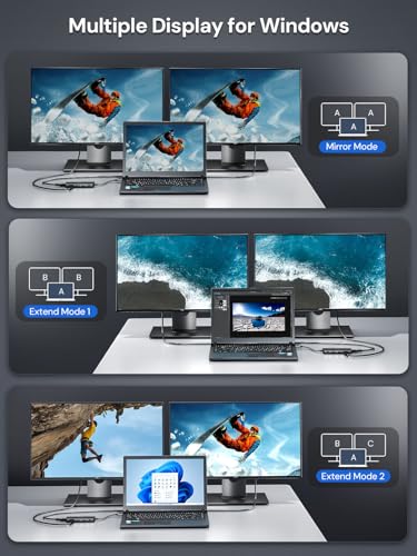 USBC to HDMI, DockteckExpand 5-in-1 USB C Hub with Dual HDMI 4K@30Hz, 2 USB 3.0 Ports, 100W PD Charging – Compatible with MacBook, Dell, Chromebook & More - color: Cool Black