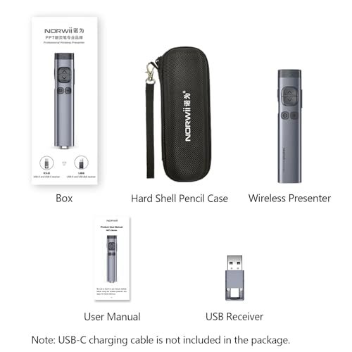 N97s Presentation Clicker for Powerpoint Presentations with Digital Pointer | Powerpoint Clicker with USB-A & USB-C Receiver, Bluetooth Wireless Presenter with Green Laser, Clicker for PowerPoint Slides - color: Green - BLE&USB-AC