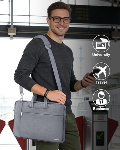 Ferkurn 17 17.3 Inch Laptop Bag Case Women Men Compatible with HP OmniBook Envy Omen Pavilion/LG Gram/Dell Inspiron Precision/Yoga ThinkPad, Carrying Briefcase Messenger Computer Bag 18 inch, Grey - color: Heather Grey, size: 17.3 inch