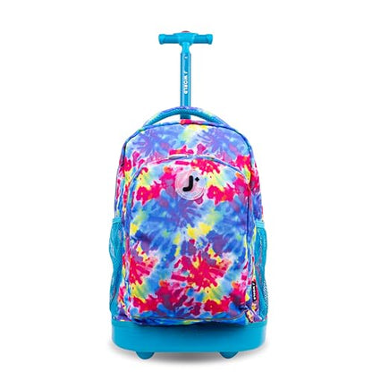 J World Sunny Rolling Backpack for Kids. Roller Bag With Wheels, Tie Dye - color: Tie Dye