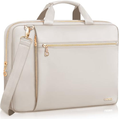 Laptop Bag Case for Women Men Messenger Briefcase Bag, 15.6 16 Inch | Compatible with MacBook Pro M5/HP OmniBook Omen Envy/Dell Pro Inspiron/Lenovo Yoga IdealPad, Carrying Computer Bag, Beige - color: Beige, size: 15.6 inch