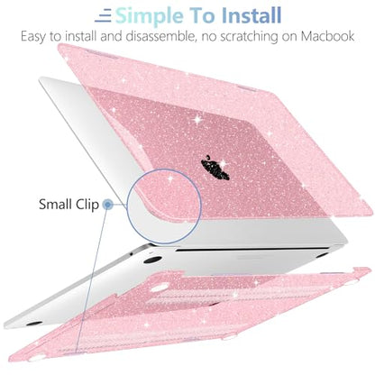 MEEgoodo Case for MacBook Pro 13 inch Case with M2 Chip 2022 2021 2020 Released A2338 M1 A2251 A2289, Plastic Hard Shell with Keyboard & Camera Cover Compatible with MacBook Pro 13, Glitter Pink - color: Glitter Pink