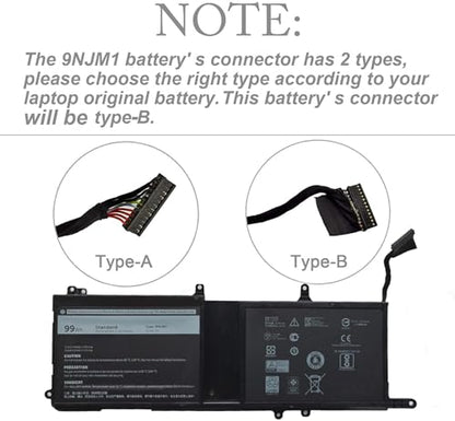 9NJM1 Laptop Battery for Dell Alienware 15 R3 R4 17 R4 R5 / ALW17C | 3-Cell 11.4V 99Wh 8820mAh; P/N: 0546FF 0HF250 44T2R HF250 MG2YH 0MG2YH - size: 11.42*4.13*0.55 inches 9NJM1