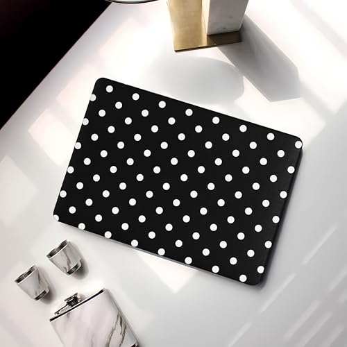 Polka Dot Case for MacBook Air 13 inch 2026 M5 2022-2025 M4/M3/M2 A3449 A3240 A3113 A2681, Texture PU Leather Sleek Aesthetic Protective Hardshell with Logo Cutout & Keyboard Cover, Black - color: 02 Black Polka Dot