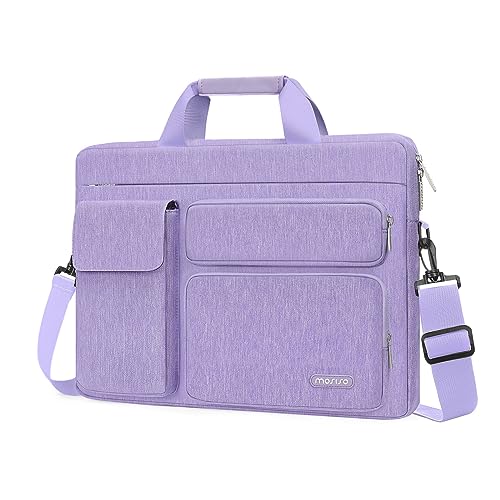 MOSISO Laptop Shoulder Bag 16 inch, 15-15.6 inch Computer Bag | Compatible with MacBook Pro 16 inch, HP, Dell, Lenovo with 2 Raised&1 Flapover&1 Horizontal Pocket&Handle&Belt, Purple - color: Purple, size: 16 inch