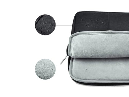 PARENCE. - 15.6 inch Laptop Sleeve - Zipper Shock Protection - Extra Side Pocket - Waterproof, Color Grey
